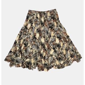 Y2K Fairy Grunge‎ Animal Print Midi Skirt Chiffon Layered Flowy S M